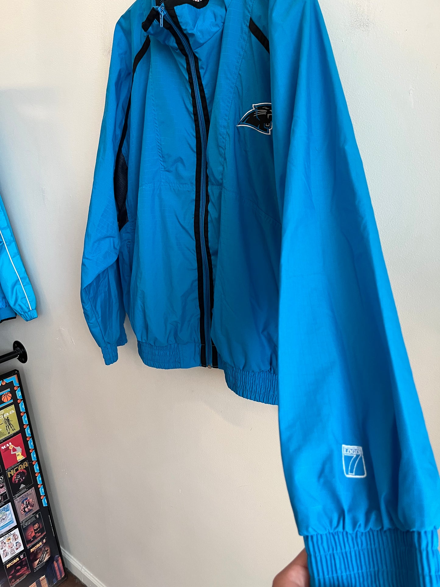90s Carolina Panthers Electric Blue Logo 7 Windbreaker (XL)