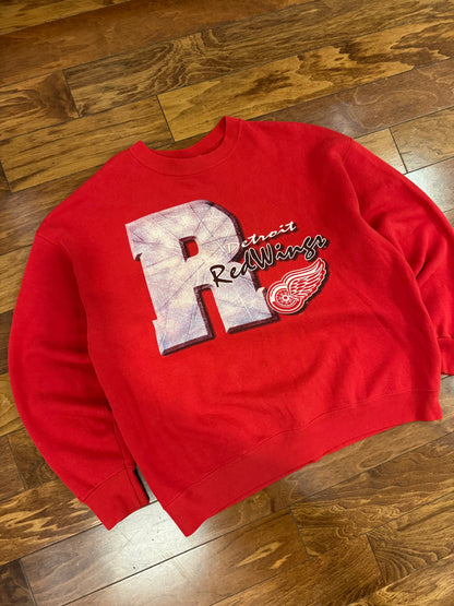90s Detroit Red Wings Vintage Lee Spell Out Crewneck (XL)