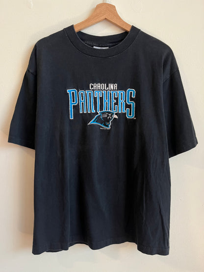 1994 Carolina Panthers Embroidered NFL Logo Athletic Black Tee (L)