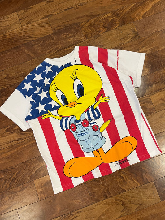 1995 Tweety Bird Looney Tunes Big Graphic Tee (L)