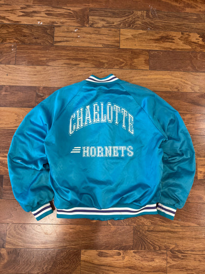 80s Charlotte Hornets Chalk Line Satin Jacket (L)