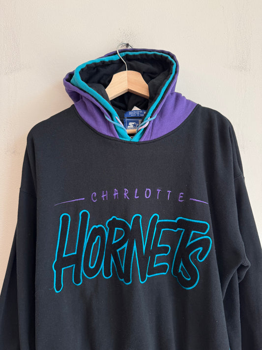90s Charlotte Hornets Starter Double Hooded Hoodie (M)
