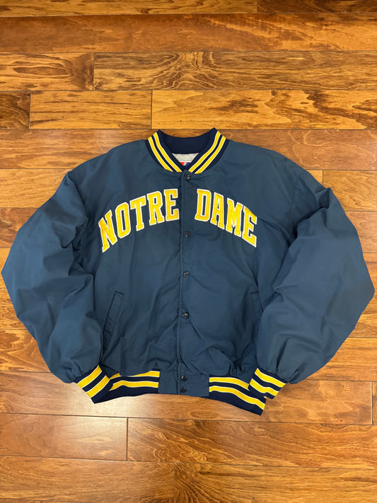 80s Notre Dame Boxy Swingster Vintage Windbreaker Varsity Jacket (L)