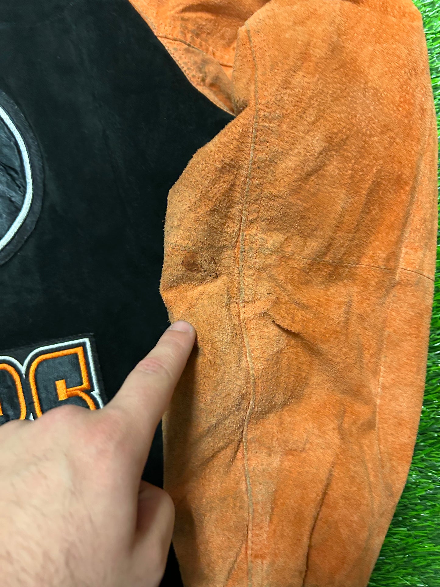 00s Philadelphia Flyers Vintage Suede Stained NHL Jacket (L)