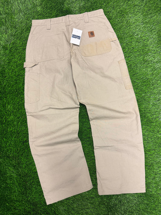 2008 Vintage Carhartt Tan Carpenter Workwear Dungaree Fit Pants (33 x 30)