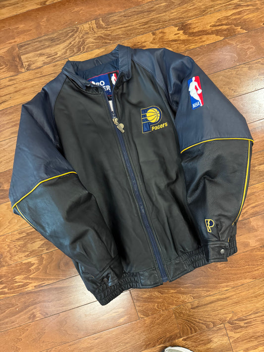 90s Indiana Pacers Pro Player Vintage Leather Jacket (XL)