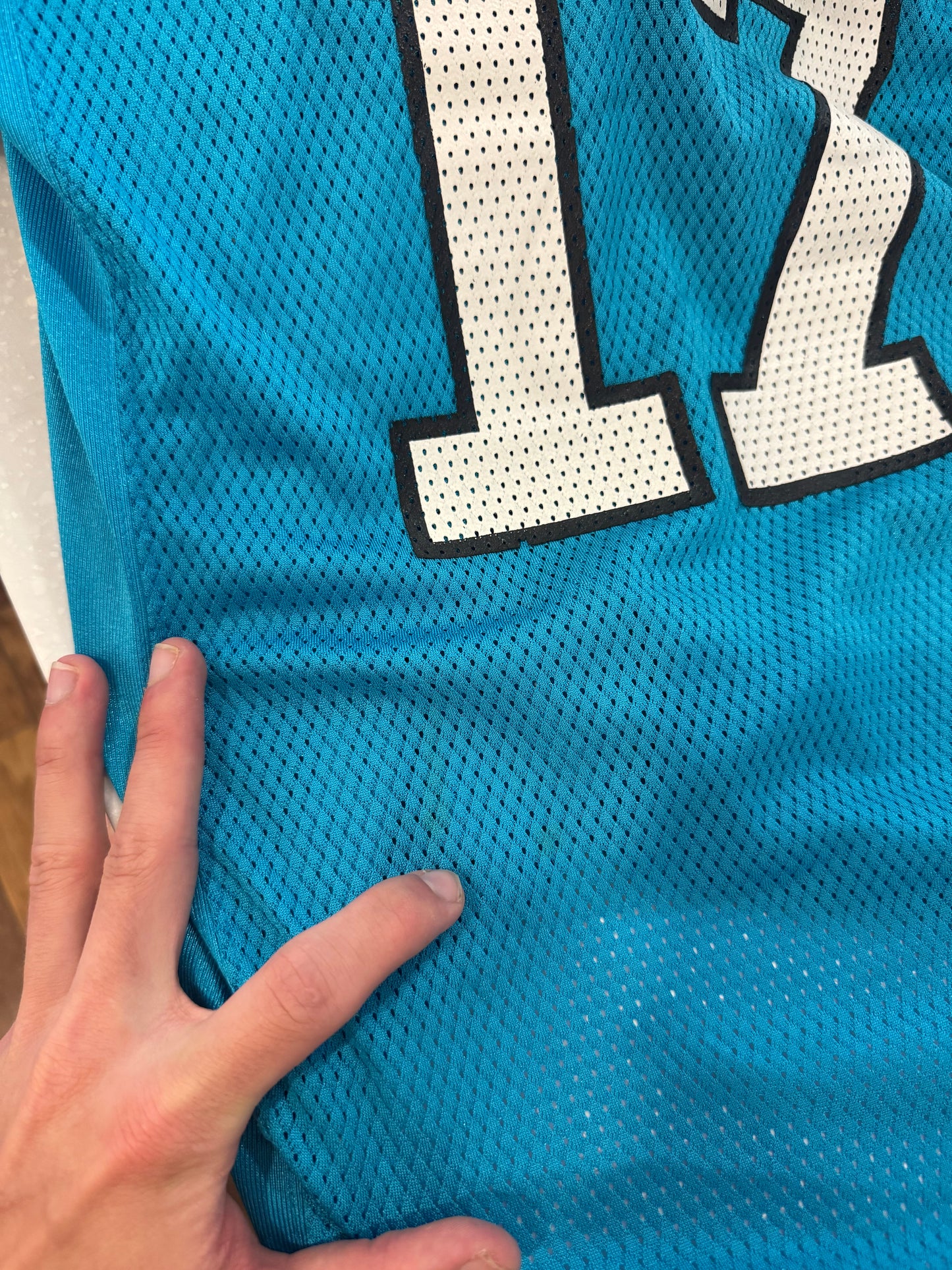 00s Carolina Panthers Jake Delhomme Blue Reebok Jersey (Youth L)