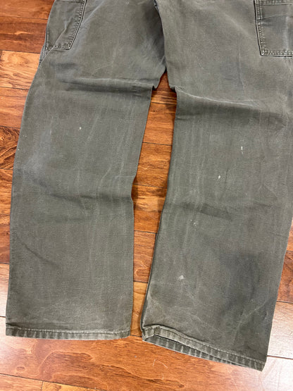 00s Carhartt Olive Green Distressed Carpenter Pants (36 x 34)