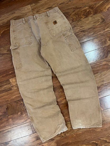 2009 Carhartt Flannel Lined Tan Pants (38 x 34)