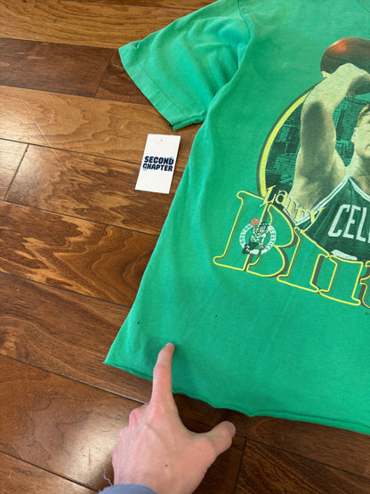 1990 Boston Celtics Larry Bird Vintage NBA Salem Cropped Tee (L)