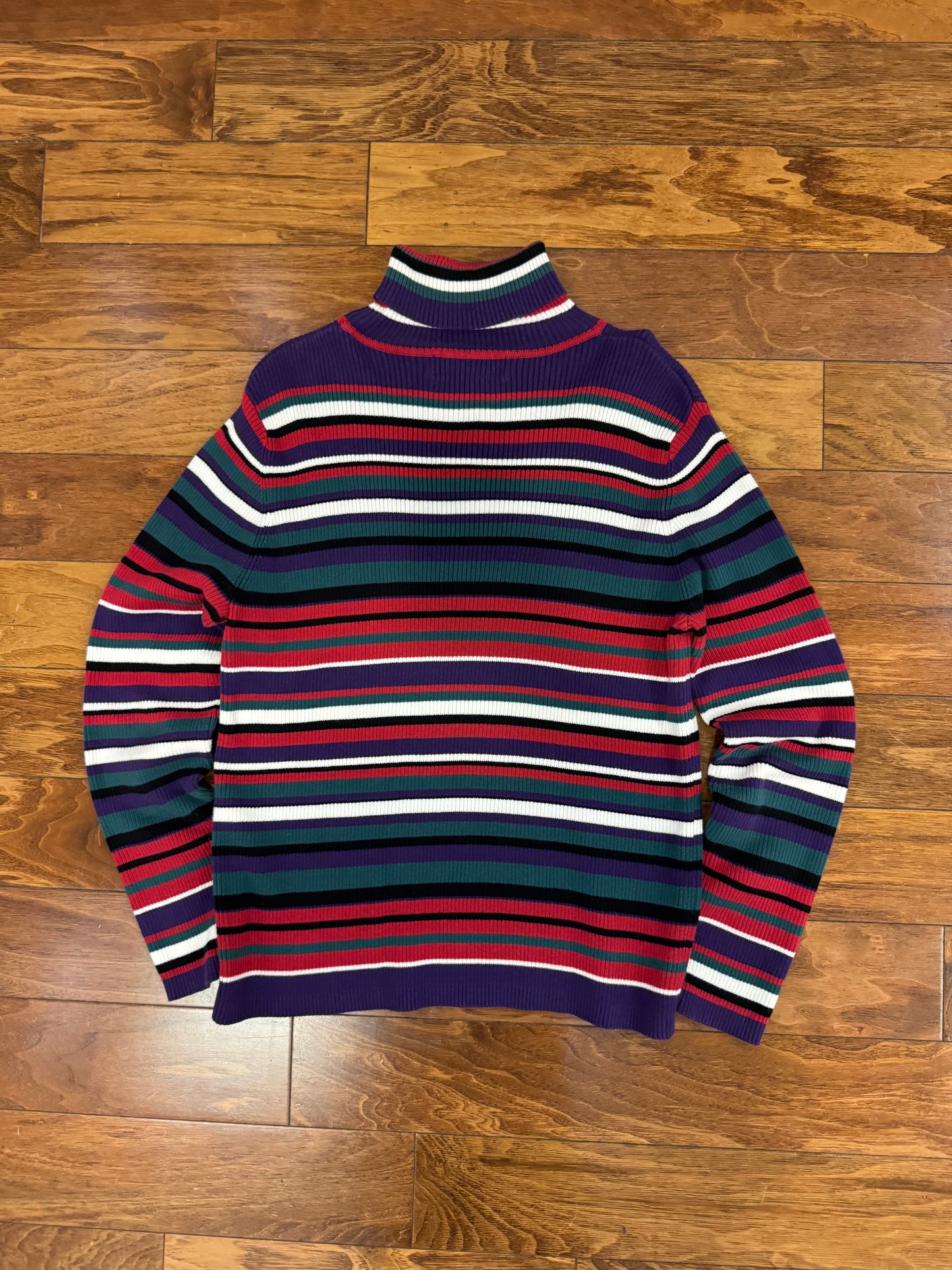 90s Appleseed Striped Women's Turtleneck Sweater (S)