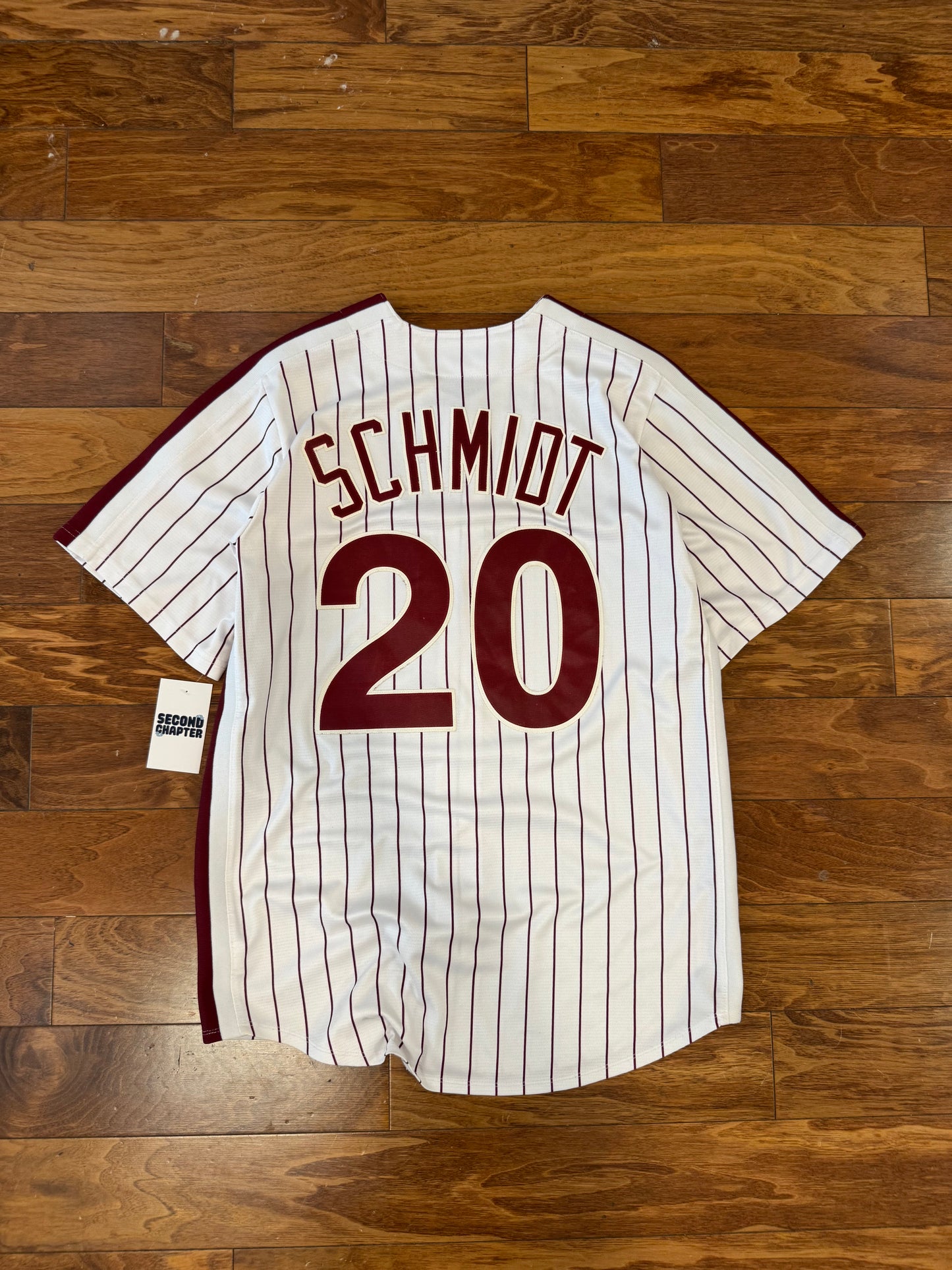 00s Mike Schmidt Phillies Majestic Pinstripe Jersey (M)