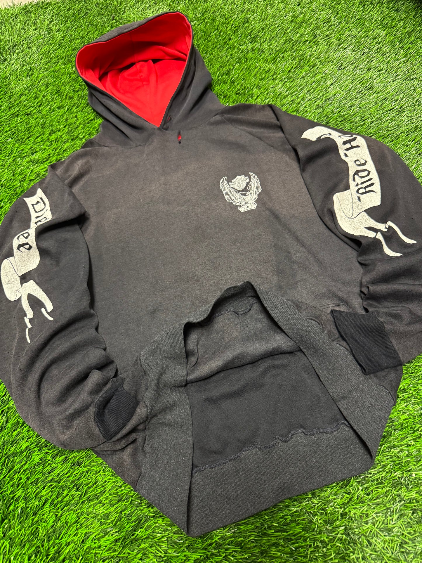 70s Harley Davidson Vintage Faded Distressed Grail Hoodie (M)