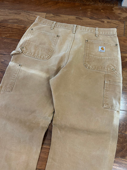2015 Carhartt Tan Faded Double Knee Pants (38 x 32)