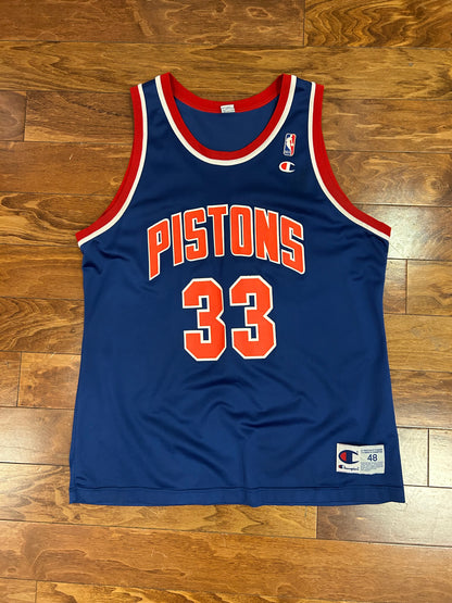 90s Detroit Pistons Grant Hill #33 Champion NBA Jersey (L)