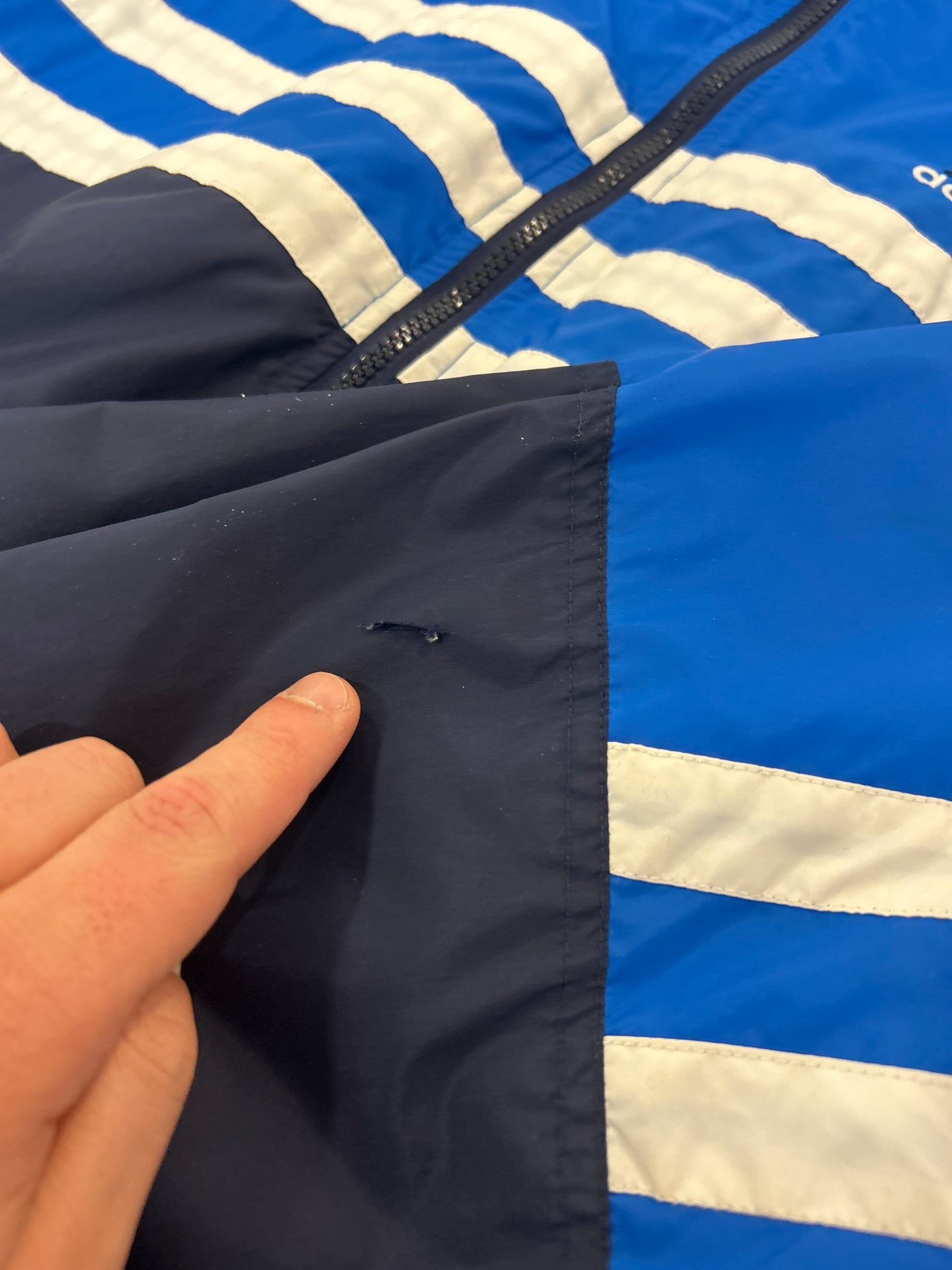 90s Adidas Vintage Blue Striped Windbreaker (XL)