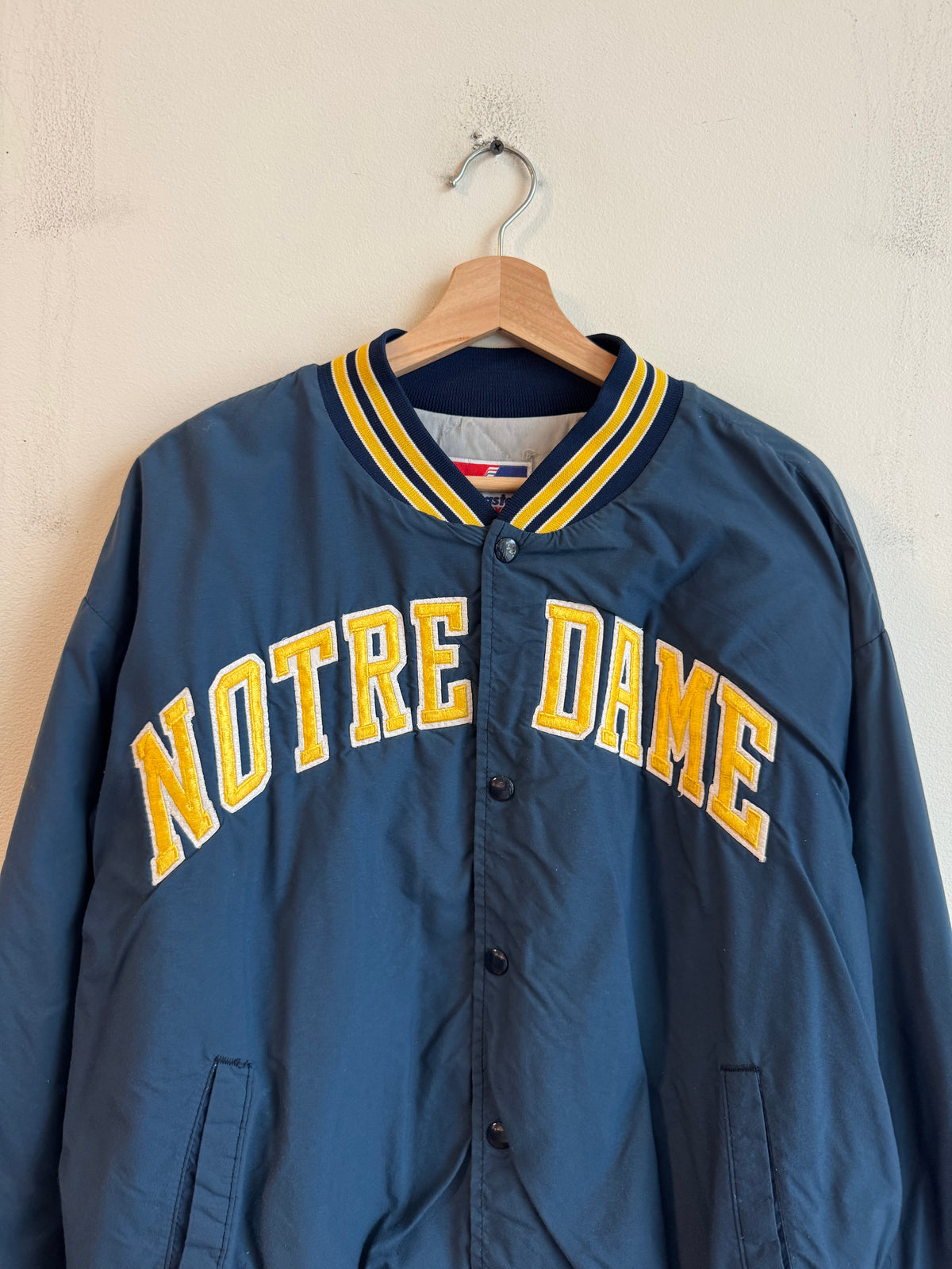 80s Notre Dame Boxy Swingster Vintage Windbreaker Varsity Jacket (L)
