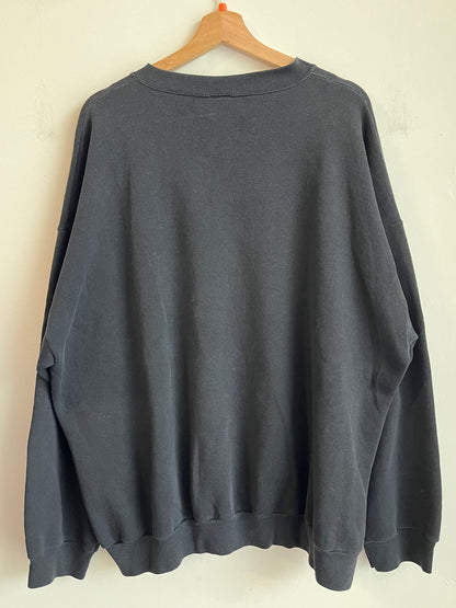 1990s Oakland Raiders Logo 7 Spell Out Black Crewneck (XXL)