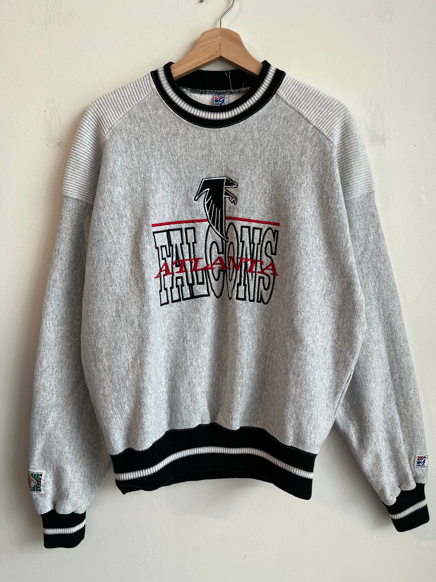 1990s Atlanta Falcons Embroidered Spell Out Ribbed Crewneck (L)