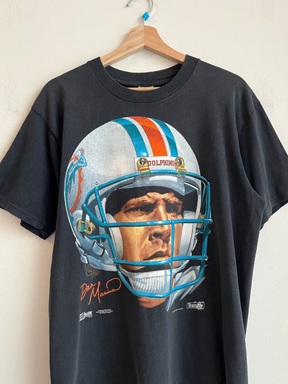 1991 Miami Dolphins Dan Marino Big Face Helmet Tee (L)