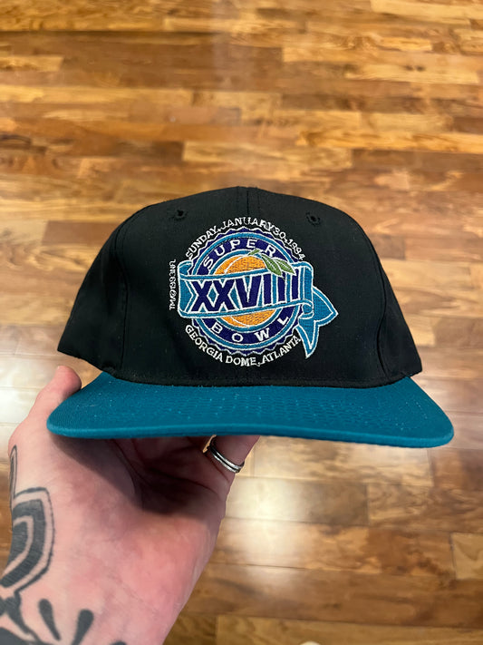 1994 Super Bowl XXVIII Black/Teal Starter Hat (OS)