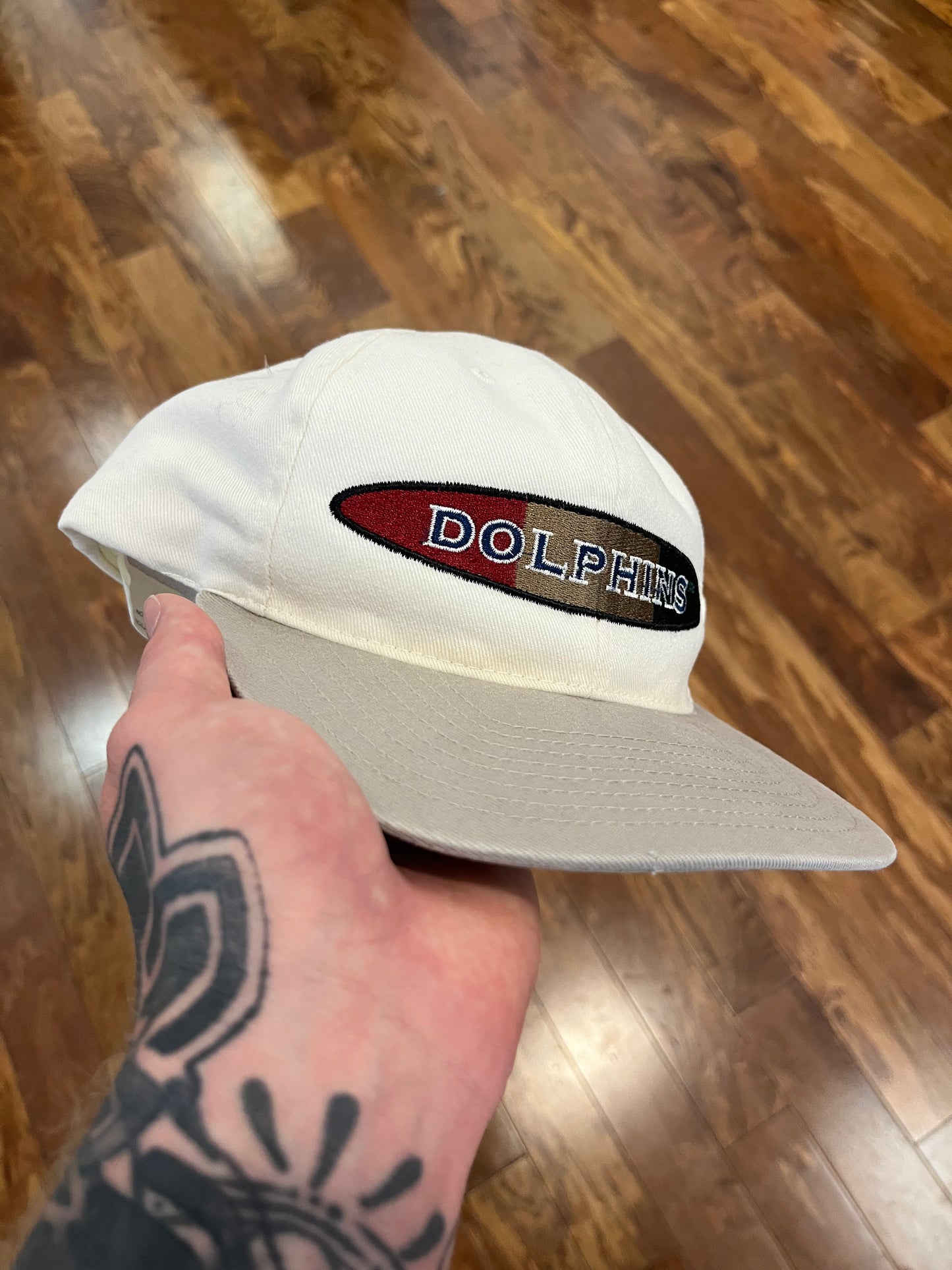 1990s Miami Dolphins Spell Out Cream Hat (OS)