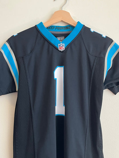 2010s Carolina Panthers Cam Newton Distressed Home Jersey (Youth M)