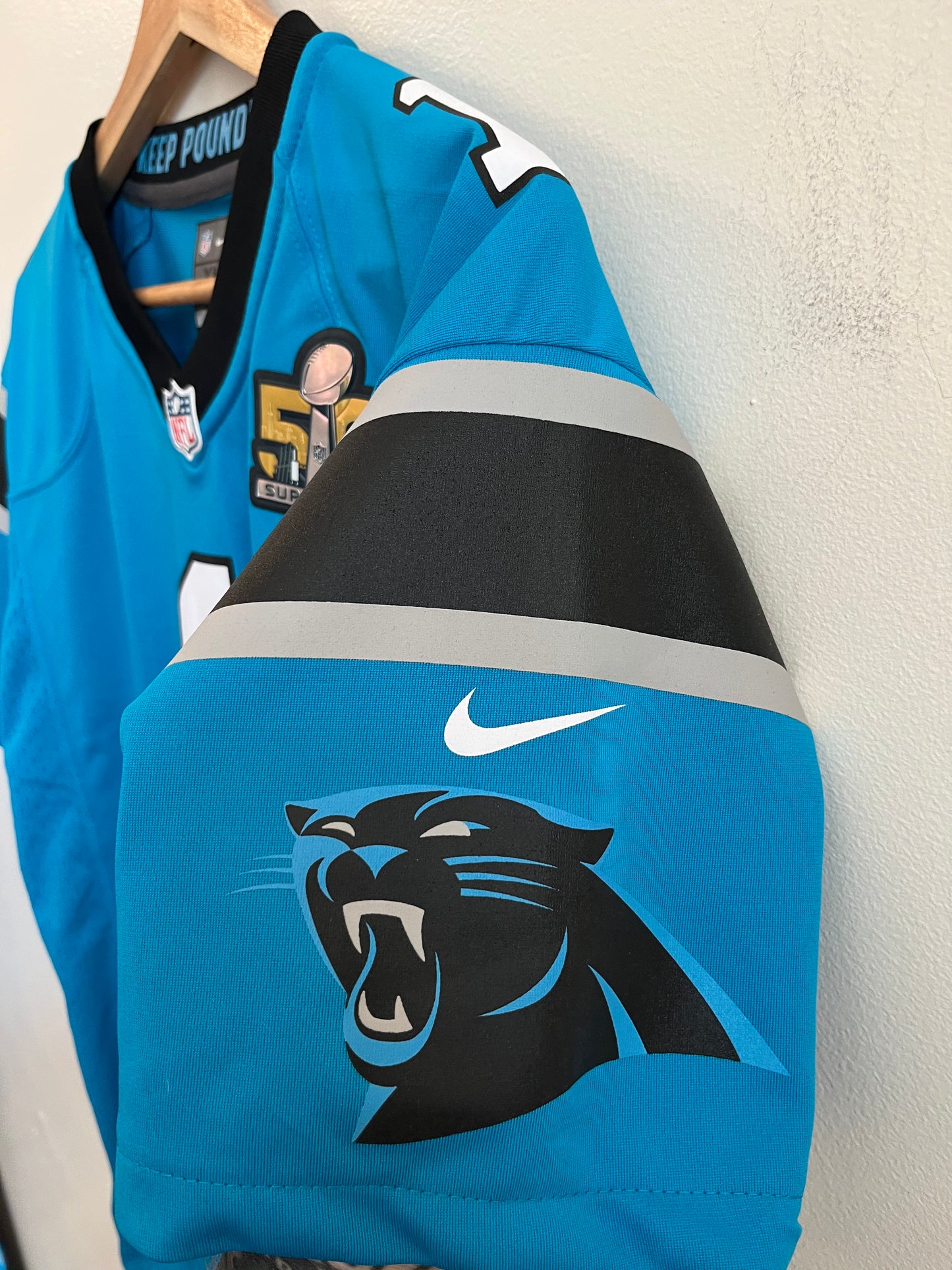 2016 Carolina Panthers SB 50 Cam Newton Blue Jersey (Youth XL)