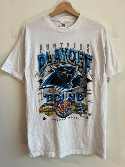1996 Carolina Panthers "Playoff Bound" 2nd Season White Tee (L)