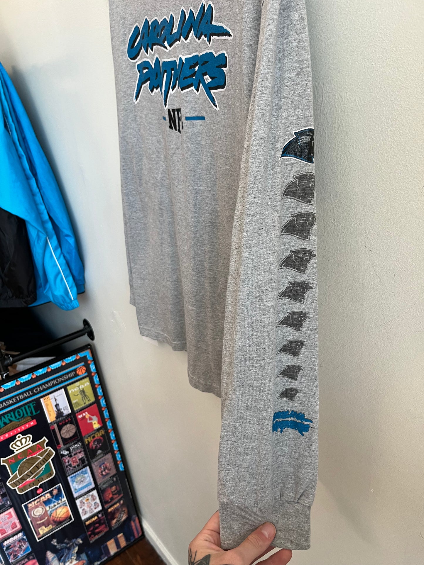 00s Carolina Panthers NFL Grey Long Sleeve Shirt (L)