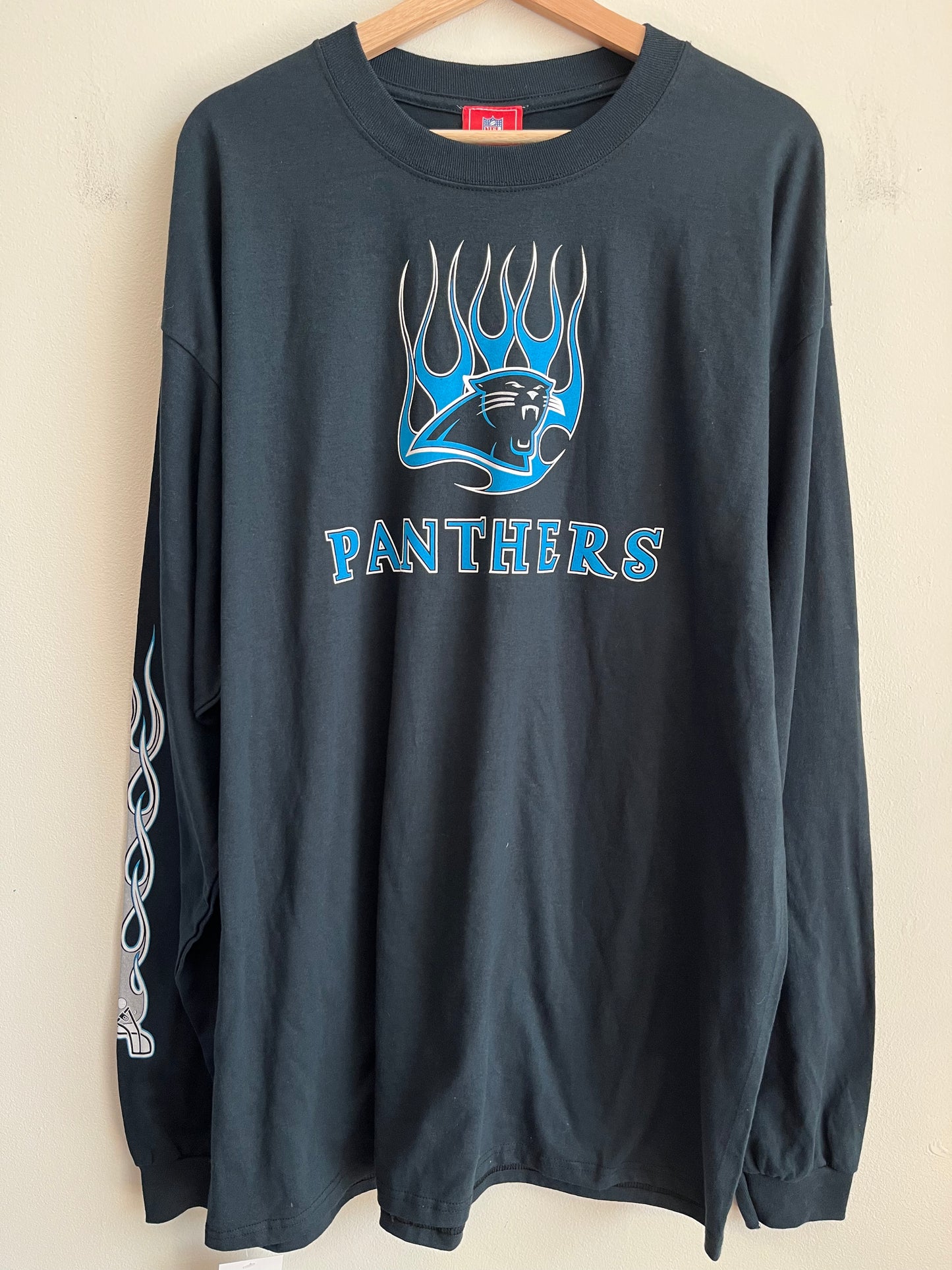 00s Carolina Panthers Deadstock Flames Long Sleeve Shirt (XXL)