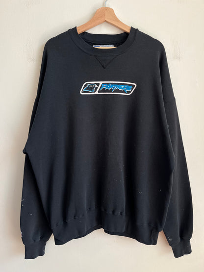 90s Carolina Panthers Cat Scratch Russell Paint Splatter Crewneck (XXL)