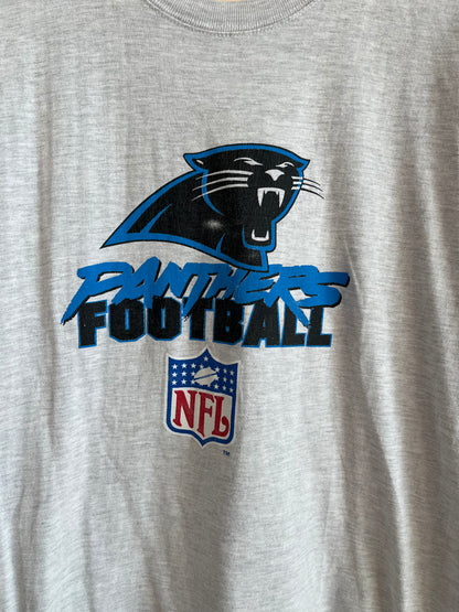 90s Carolina Panthers NFL Grey Cat Scratch Long Sleeve (M)