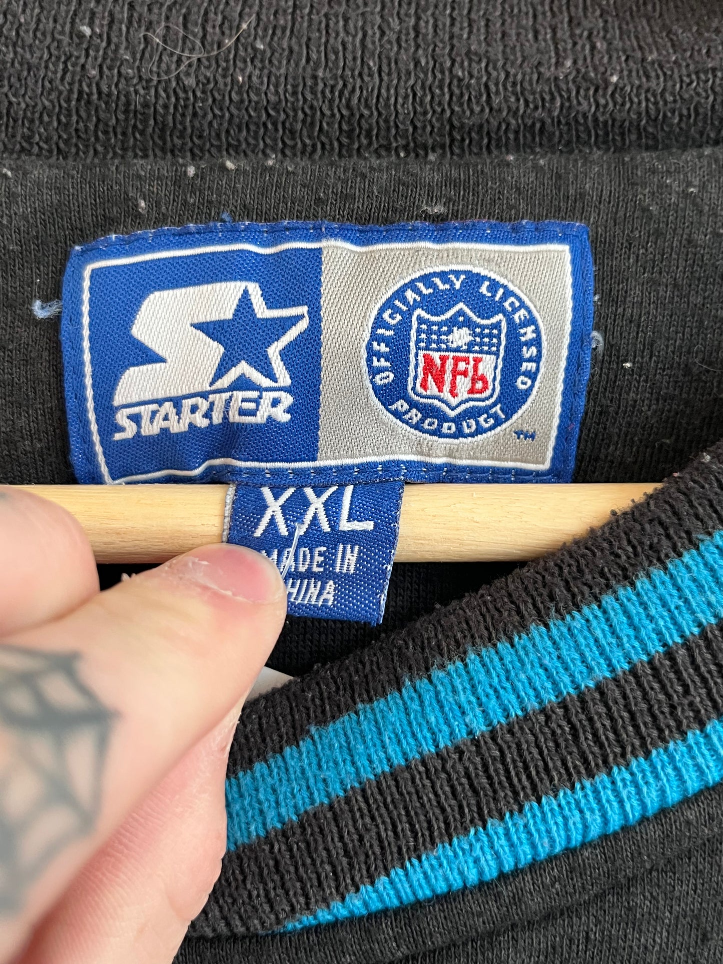 90s Carolina Panthers Embroidered Starter Crewneck (XXL)