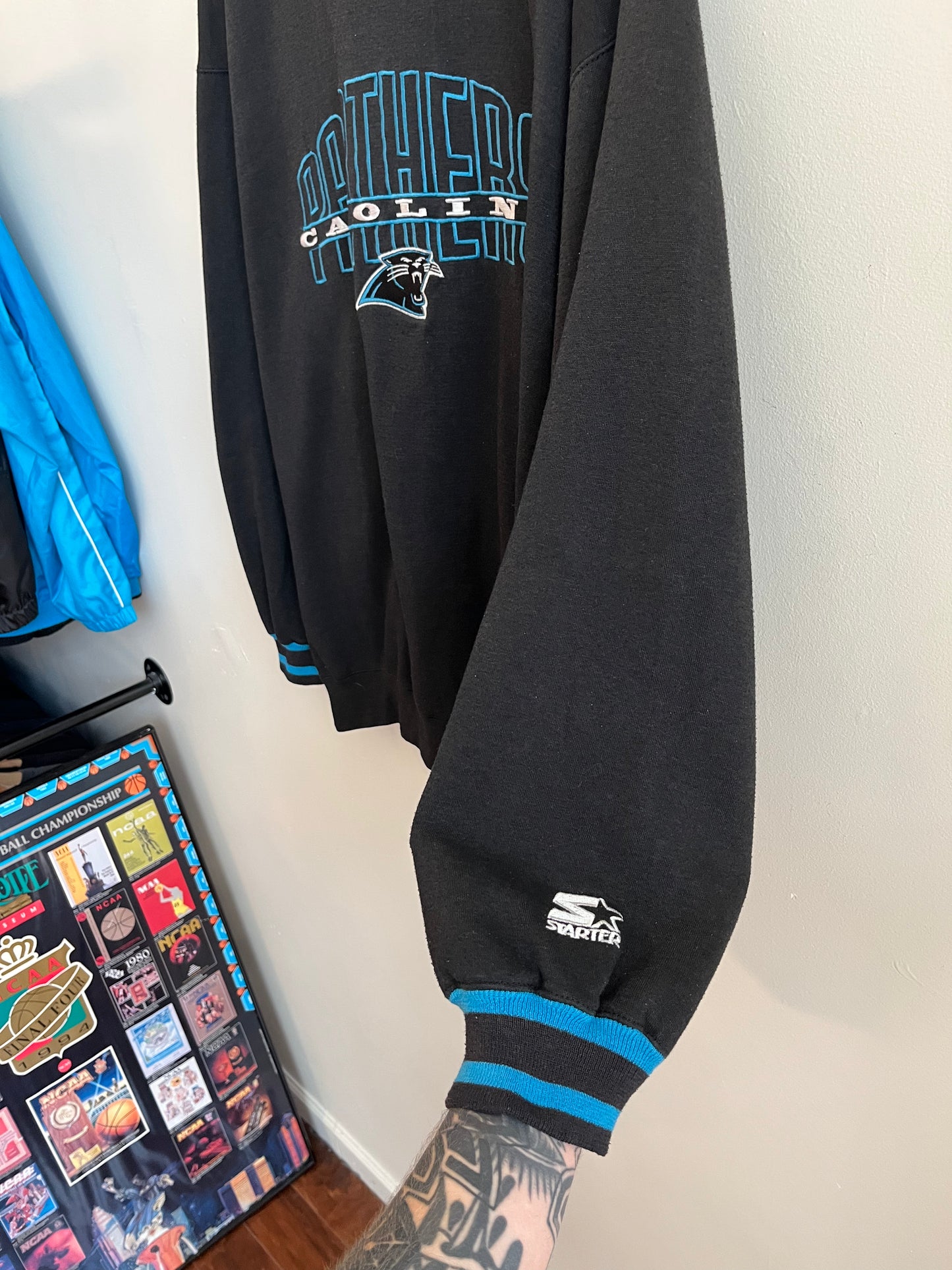 90s Carolina Panthers Embroidered Starter Crewneck (XXL)