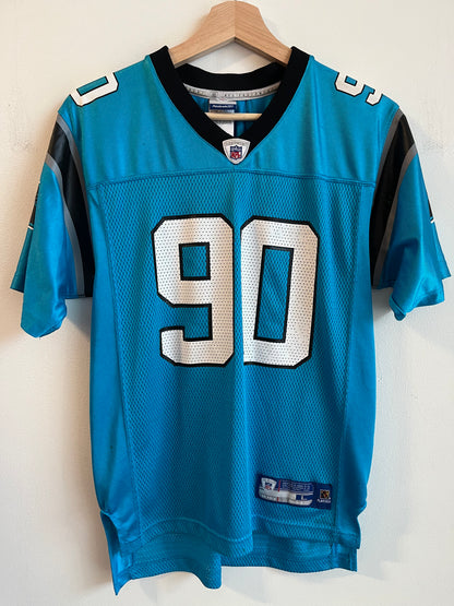 00s Carolina Panthers Julius Peppers Blue Reebok Jersey (Youth L)