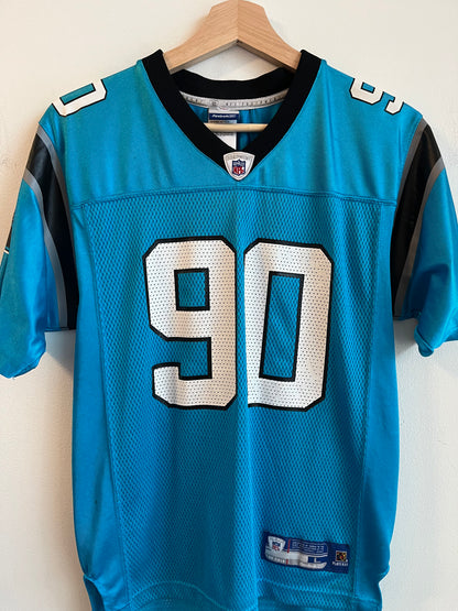 00s Carolina Panthers Julius Peppers Blue Reebok Jersey (Youth L)