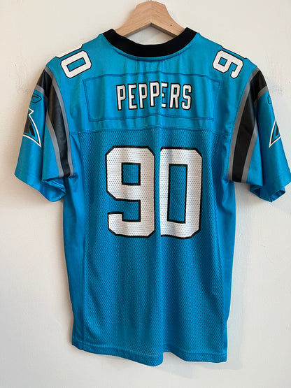 00s Carolina Panthers Julius Peppers Blue Reebok Jersey (Youth L)