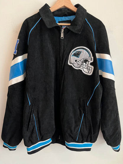 00s Carolina Panthers NFL Suede Embroidered Jacket (XXL)