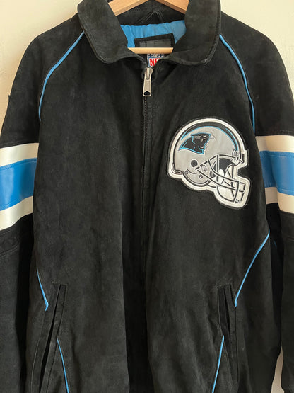 00s Carolina Panthers NFL Suede Embroidered Jacket (XXL)