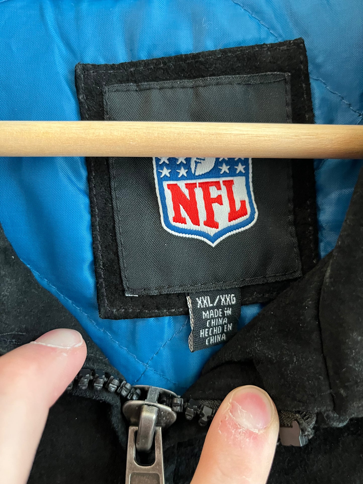 00s Carolina Panthers NFL Suede Embroidered Jacket (XXL)