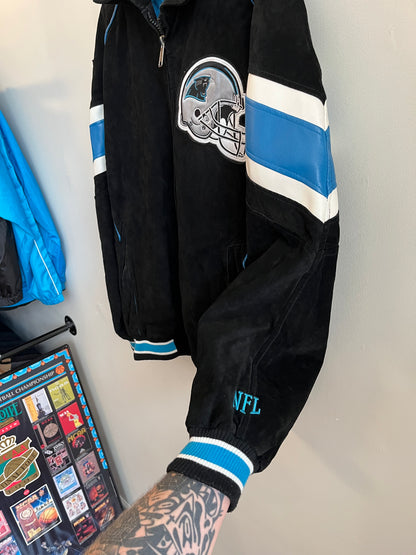 00s Carolina Panthers NFL Suede Embroidered Jacket (XXL)
