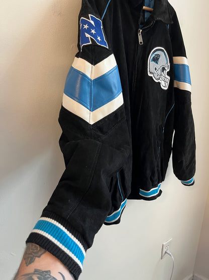 00s Carolina Panthers NFL Suede Embroidered Jacket (XXL)