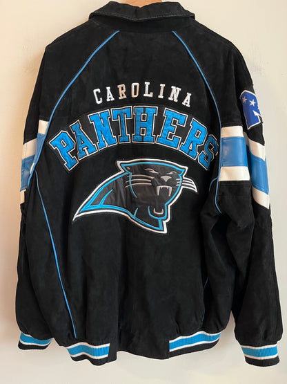00s Carolina Panthers NFL Suede Embroidered Jacket (XXL)