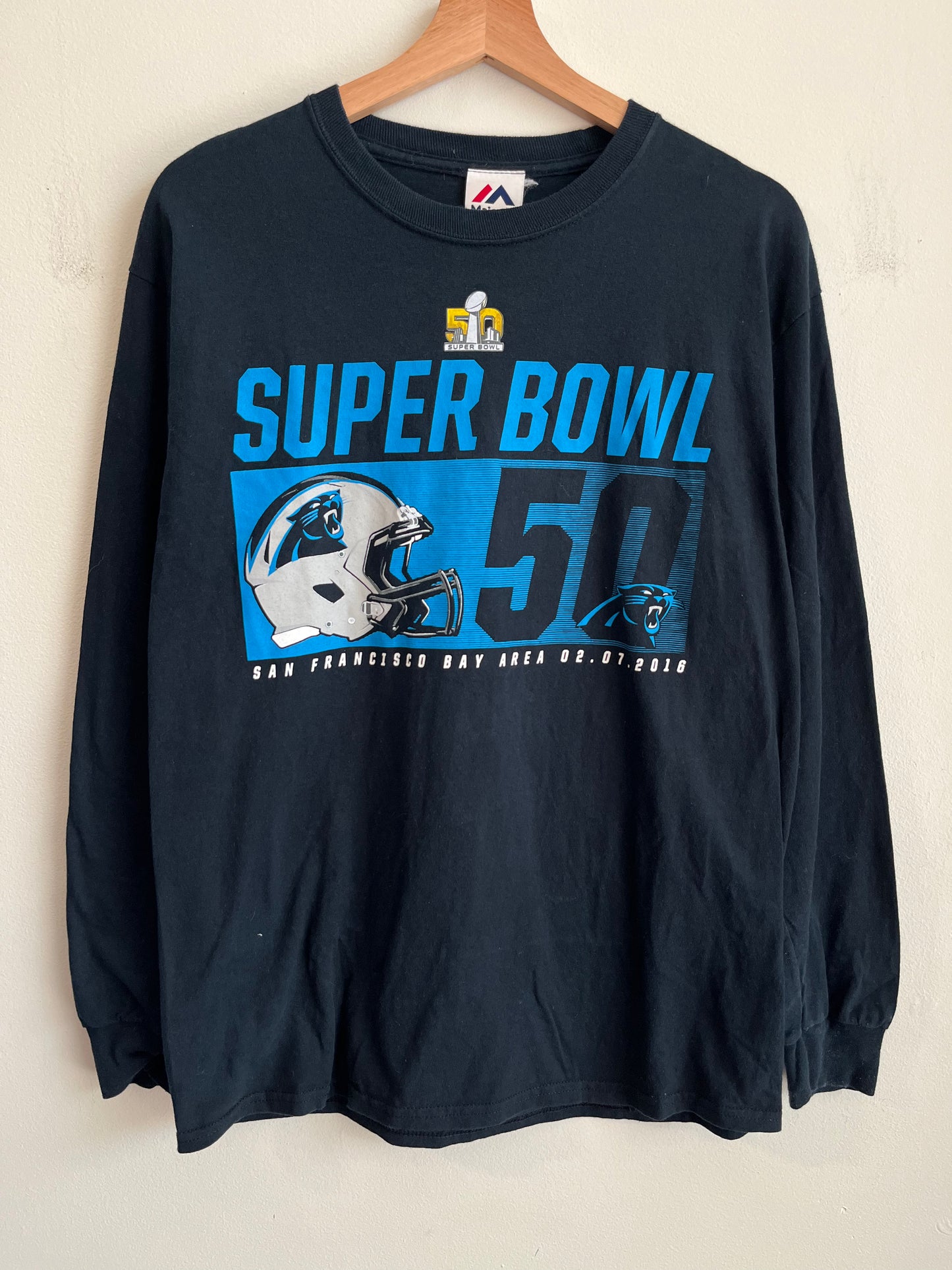 2016 Carolina Panthers Super Bowl 50 Long Sleeve Shirt (M)
