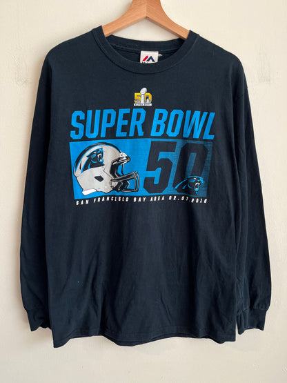 2016 Carolina Panthers Super Bowl 50 Long Sleeve Shirt (M)