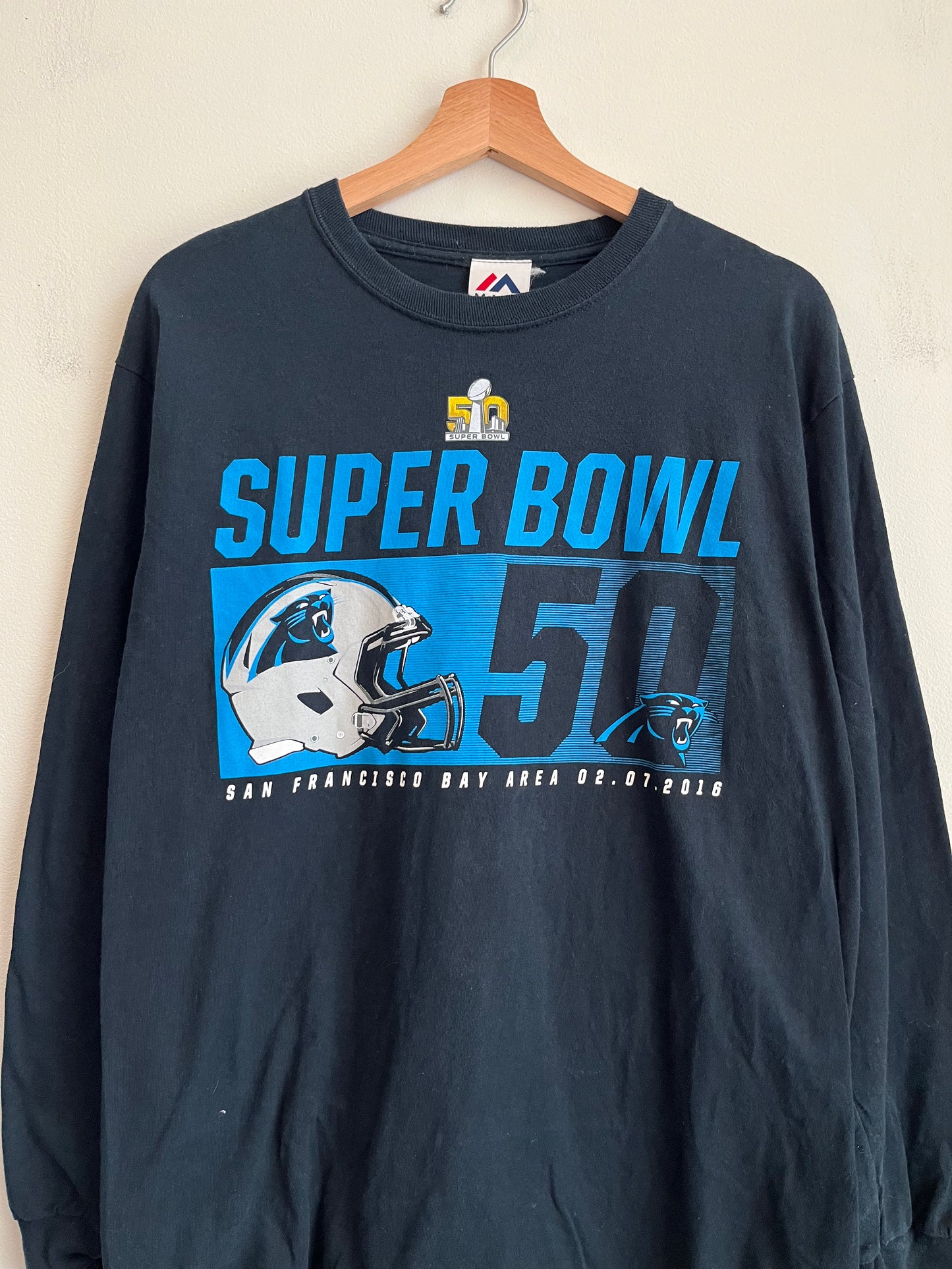 2016 Carolina Panthers Super Bowl 50 Long Sleeve Shirt (M)