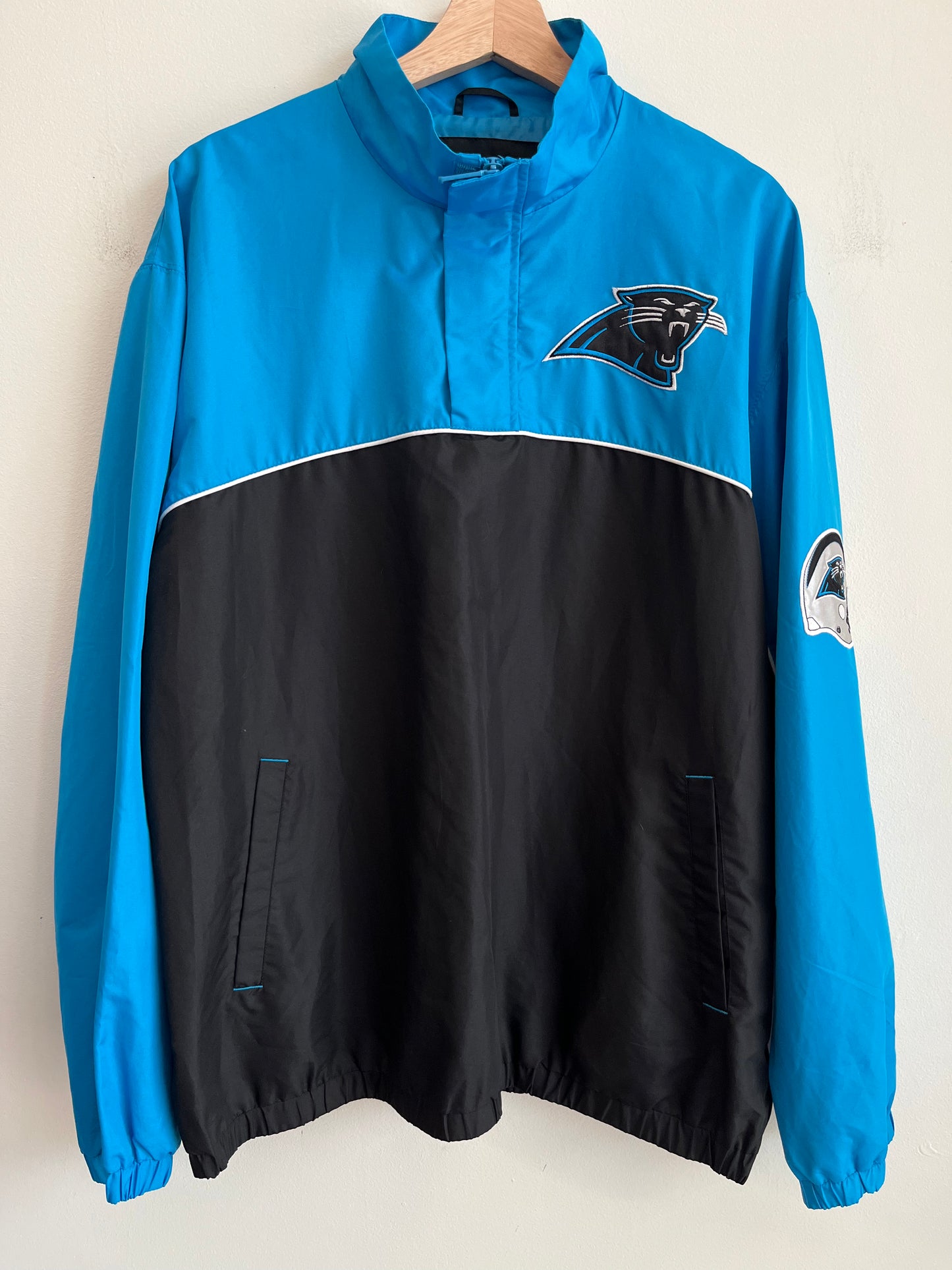 00s Carolina Panthers NFL Two Tone 1/4th Zip Windbreaker (L)