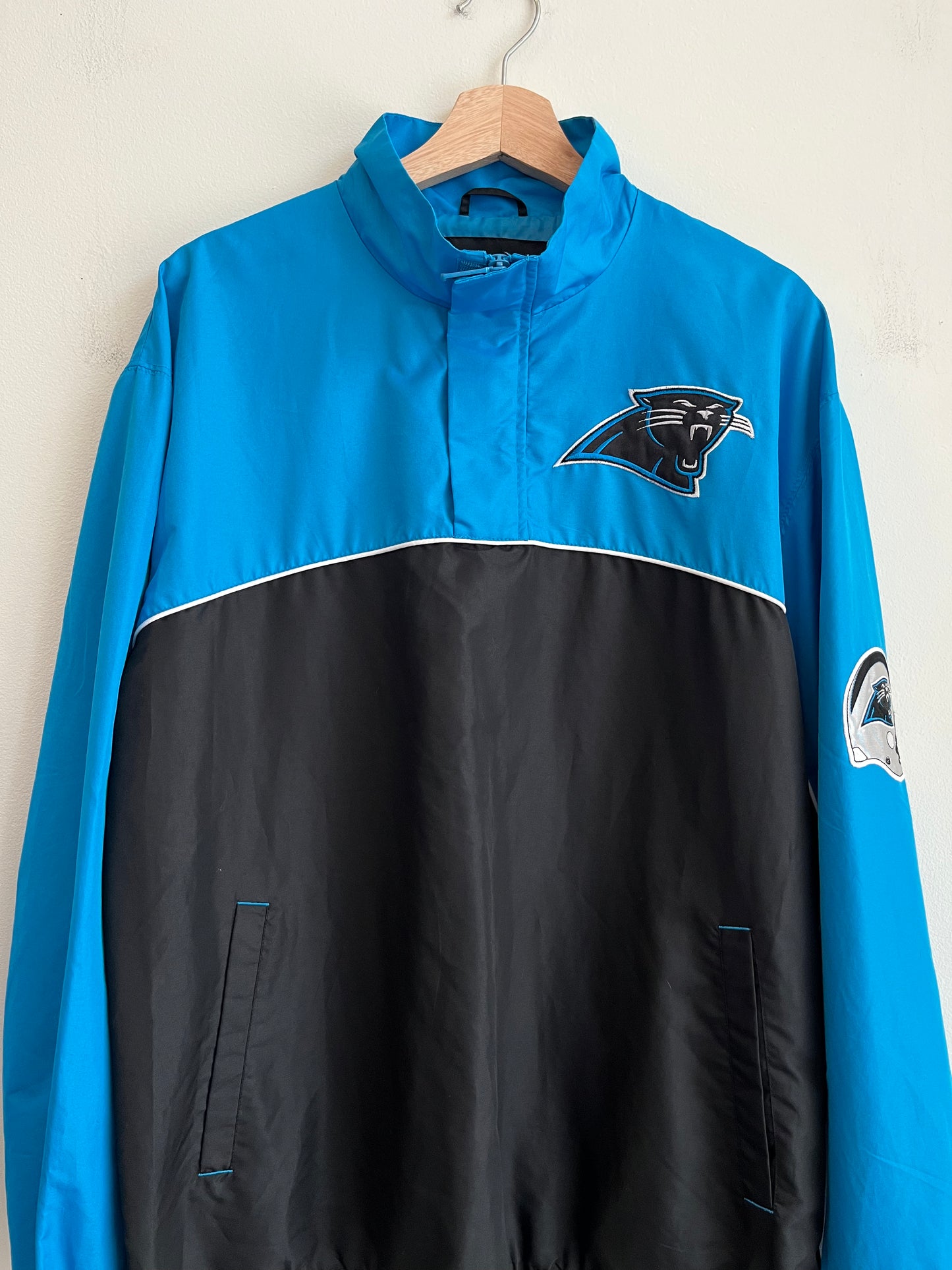 00s Carolina Panthers NFL Two Tone 1/4th Zip Windbreaker (L)