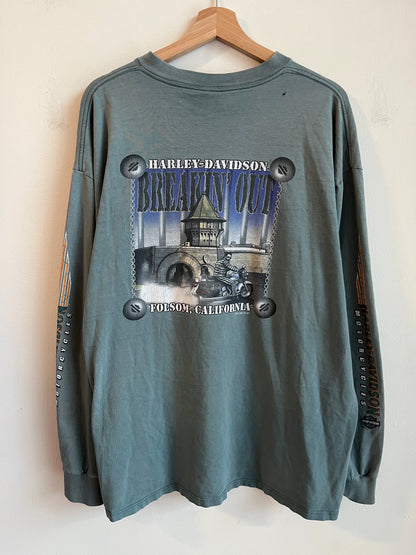 2000 Harley Davidson Faded "Folsom, California" Long Sleeve Shirt (XXL)